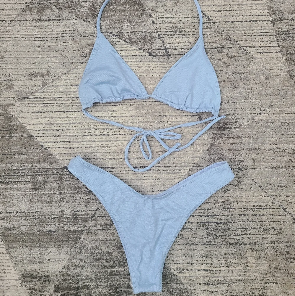 Light Blue Triangle Bikini Set - Picture 2 of 13